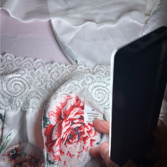 Otherwild White and Red Chemise with Lace Trim - Picture 9 of 9